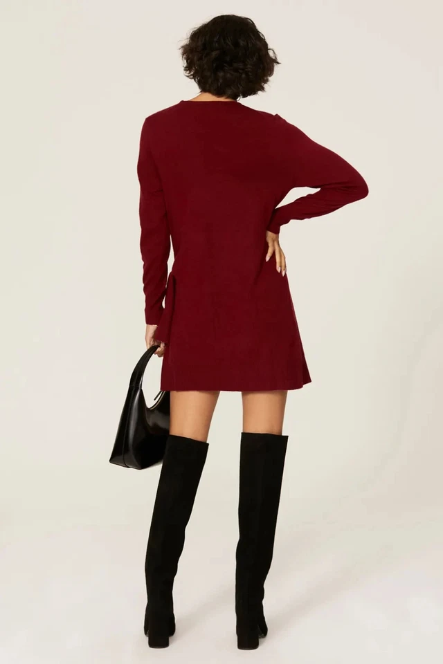 Mini vestido envolvente suéter tejido rojo Thakoon L (al por menor $280) Foto 3 de 4