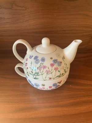 Vintage 2 in 1 Tee Set ''Tea for One'' | Keramik Teetasse und Kaffee Blumenstock
