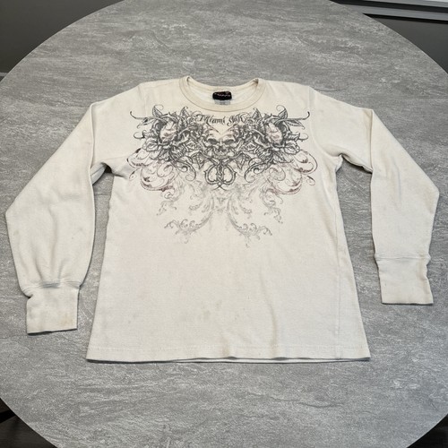 Vintage Y2K Miami Ink Affliction Style Grunge Emo Long Sleeve Thermal Large