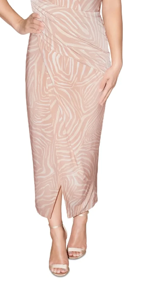 Vestido Rachel Roy Midi a Rayas Talla Mediana Verano Imitación Envoltura Elastizada Funda Artística Foto 3 de 4