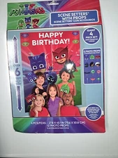 PJ MASKS Birthday Party Scene Setter & Photo Booth Kit Catboy Owlette Gekko 17pc