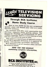 1951 Print Ad RCA Institutes Learn Televsion Servicing Home Study Course TV