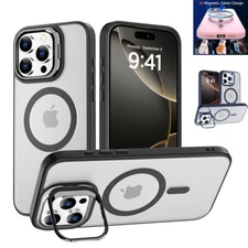 For iPhone 16 Pro Max/16 Plus Clear Shockproof MagSafe Magnetic Stand Case Cover