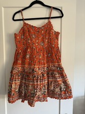 Urbana Outfitters Orange Floral Baby Doll Dress