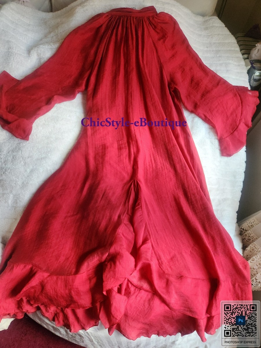 H&M Flounced Tie-neck Maxi Dress Red H&M Edition Red Sz L