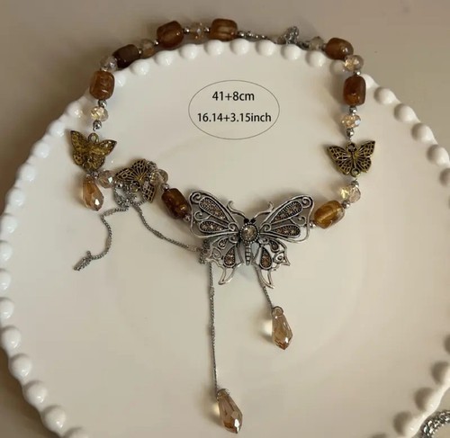 Collana con ciondolo farfalla 20" - perle oro - regalo gioielli eleganti - Foto 5 di 5