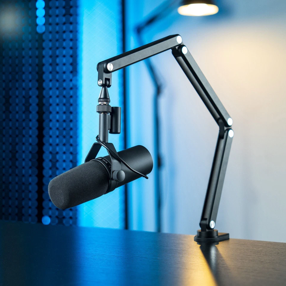 Soporte de brazo de micrófono negro 360° brazo suspensión brazo tijera soporte de micrófono para Shure SM7B Foto 2 de 4