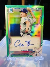 2021 Bowman Chrome - Hyun-Il Choi 1st Bowman Green Refractor Auto /99 Dodgers