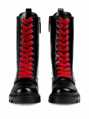 Gucci Black Rubber Boots with Red and Green Stripes Men main image 4