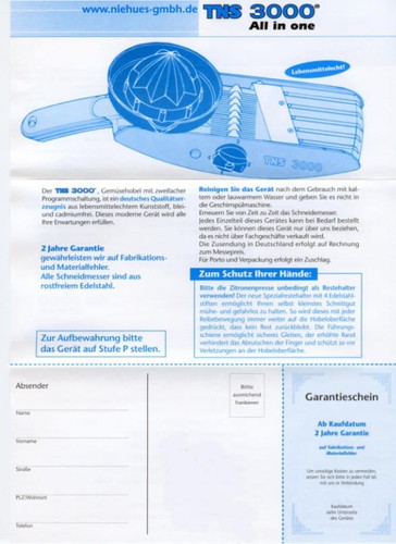 SET TNS 3000 GEMÜSEHOBEL + ERSATZMESSER + SCHUTZ VEGETALBE SLICER RAPE LEGUMES - Bild 7 von 22