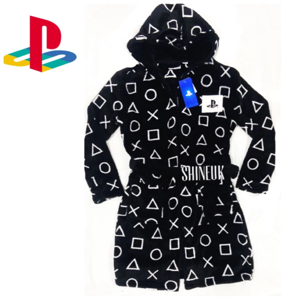 PlayStation gaming Boys/Kids fleece Soft Black Hooded Dressing Gown Bathrobe NEW - Image 2 of 4