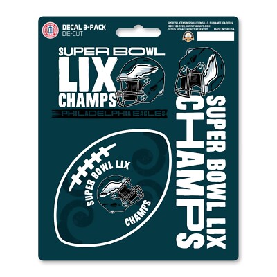 Philadelphia Eagles Super Bowl LIX 59 Champions Set of 3 Sticker Sheet ...