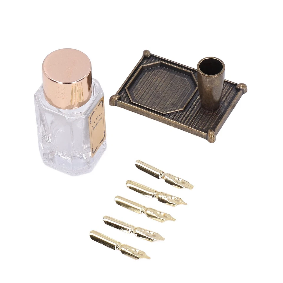 Feather Pen Sprinkle Gold Luxury Vintage Style Quill Feather Pen with Base Nibs - Image 3 of 4