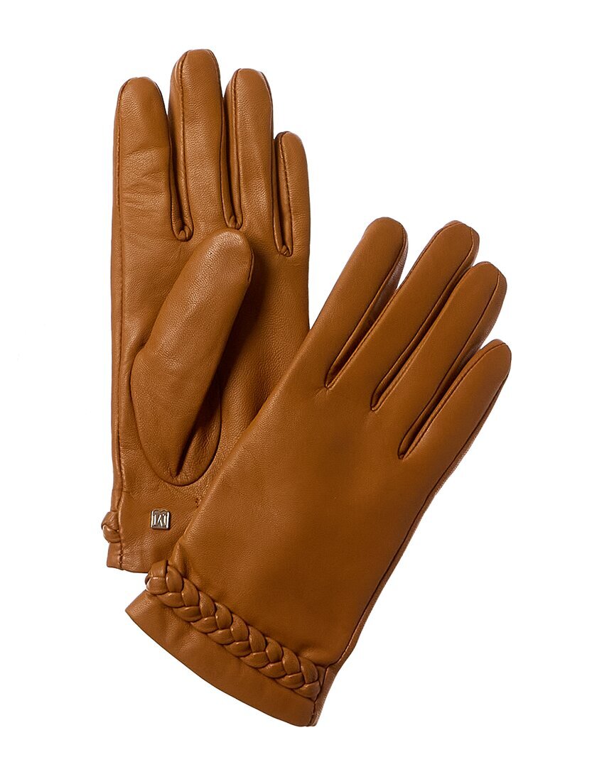 Женские кожаные перчатки Bruno Magli с манжетами из тесьмы на кашемировой подкладке 13490₽