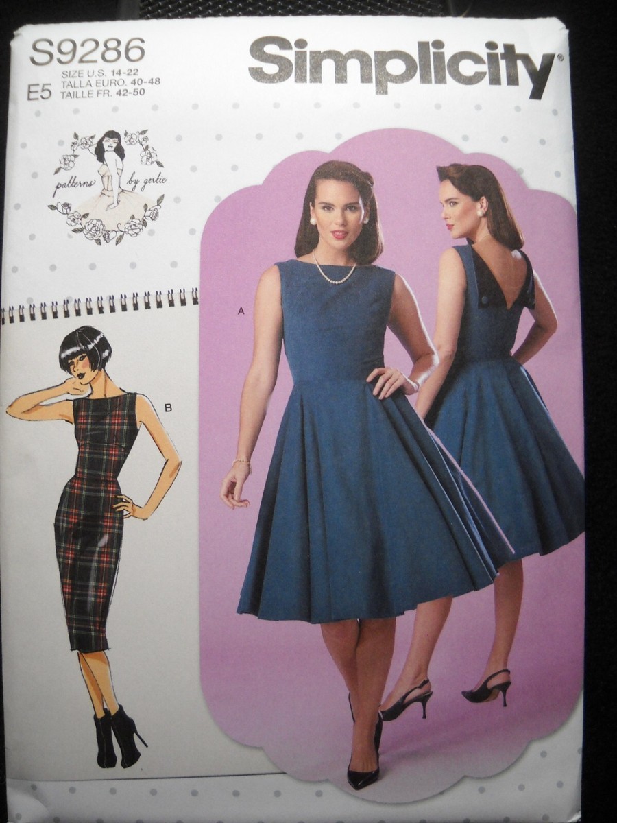 Simplicity Misses Fold-back Facing Dresses-14-16-18-20-22 -SS9286E5