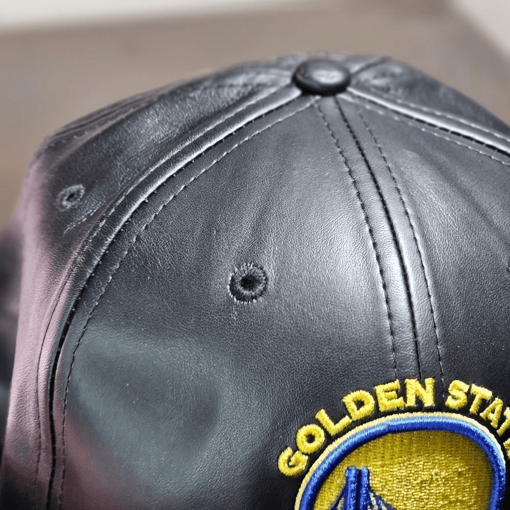 New Era Golden State Warriors Leather Hat Cap Black Yellow  display picture 2
