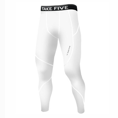 Take Five gefütterte hautenge Kompressions-Basisschicht Laufhose für Herren weiß NP512