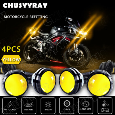4Pcs Amber 23mm Small LED Black DOME Motorcycle-Chopper-Bobber Turn Signal Light
