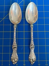 Pair Sterling Silver Reed Barton Le Cinq Fleurs Serving Spoons Monogrammed