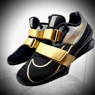 Nike Romaleos Weightlifting Black Gold CD3463-001 Men's Size Sample  Rare