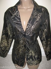 128 NWT CHICO'S GOLDEN FLEUR MEMENTO JACKET BLAZER BLACK SIZE 2 14 16 L XL