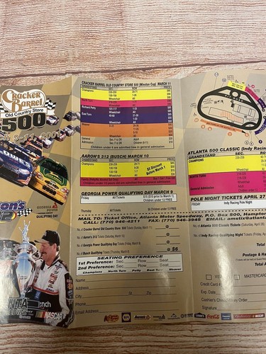 Atlanta 500 classica brochure e biglietti del 2001 Dale Earnhardt e altro ancora. - Foto 4 di 6