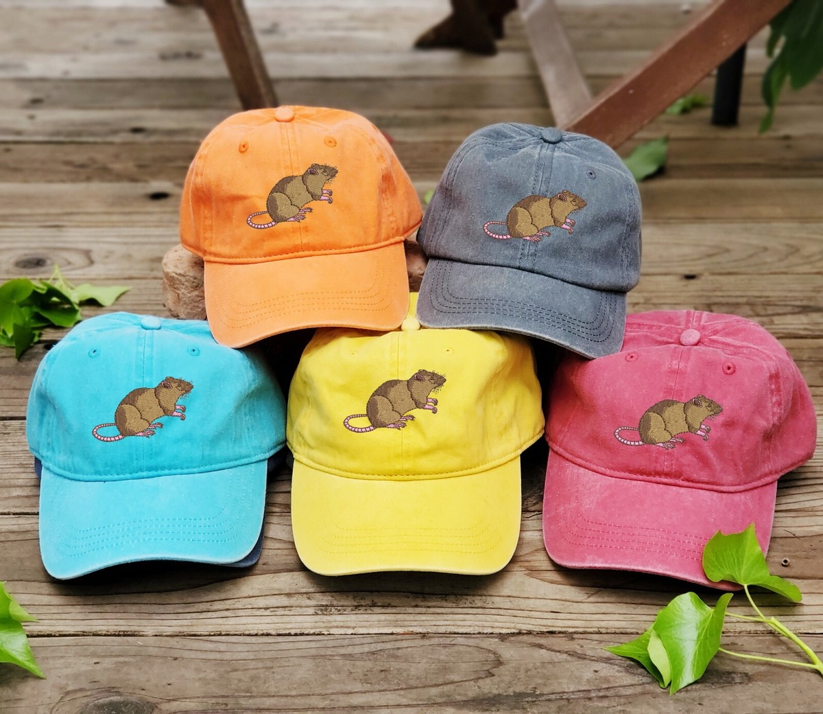 Rat embroidered dad hat, Mouse embroidered baseball cap, custom