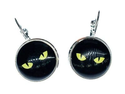 Cabochon Katzenaugen Ohrringe Miniblings Katzenauge Katze Halloween Auge schwarz - Bild 1 von 3