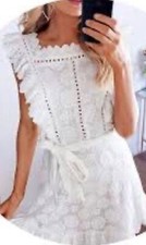 Simplee White Lace Embroidered Dress Size L