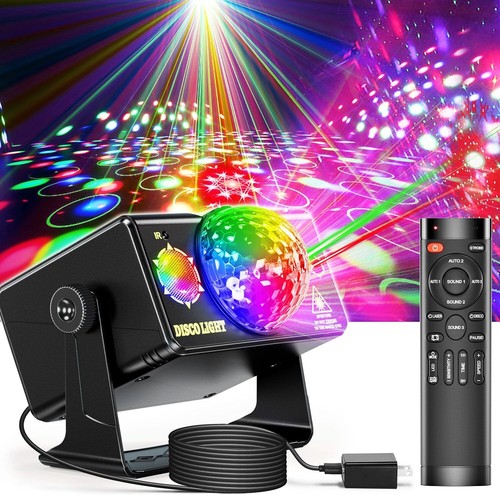 Party Lights, Disco Light, RGB 3 Lens Sound Activated DJ Strobe Stage Lights for