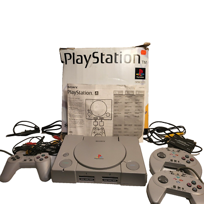 Sony Playstation 1 PS1 Console SCPH-1001 Console 3 Controllers Box 
