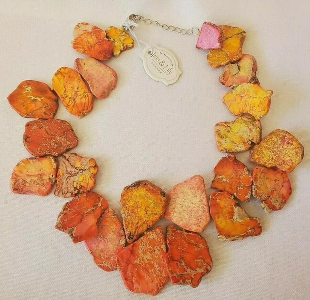 NEW IRIS & LILY LONDON STERLING SILVER ORANGE CHUNKY NECKLACE eBay