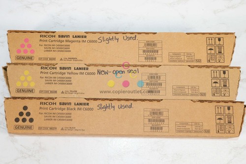 3 Open OEM Ricoh IMC4500,C6000 MYK Toners 842279,842280,842281(Used Mag & Black)
