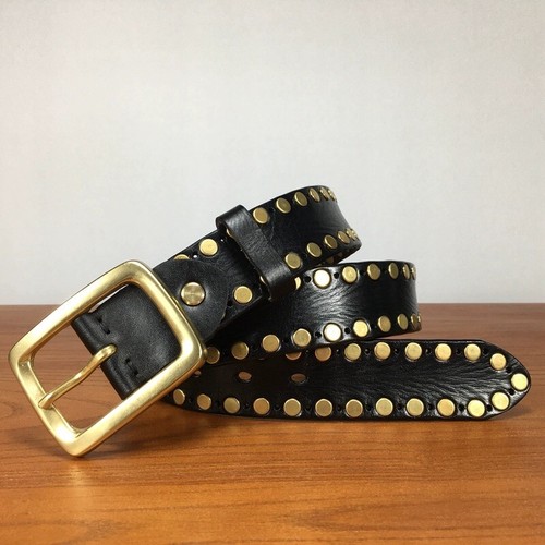 Cintura punk unisex con tachuelas de latón de cuero real de metal pesado de latón - Imagen 11 de 24