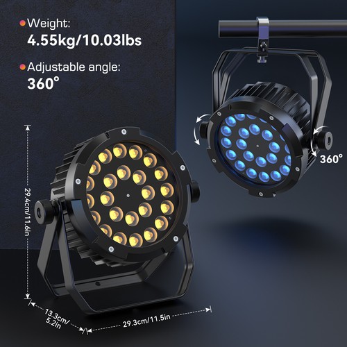 U`King Waterproof LED Par Light 24x18W 6in1 RGBWA UV DMX512 Outdoor Stage Light - Picture 7 of 9