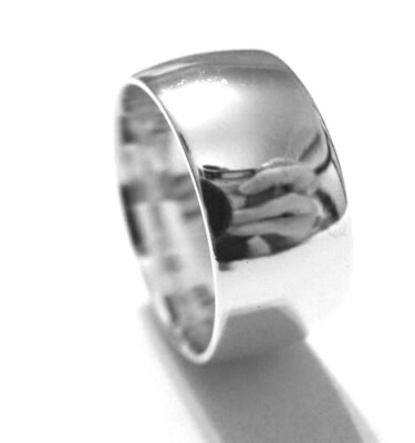 Kaedesigns Genuine 9ct 9K White Gold Solid 10mm Wide Dome Ring Comfort Fit
