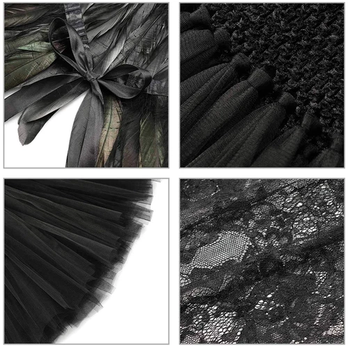 Kids Girls Maleficent Cosplay Costume 7Pcs Halloween Witch Fancy Dress Book Week - Bild 22 von 26
