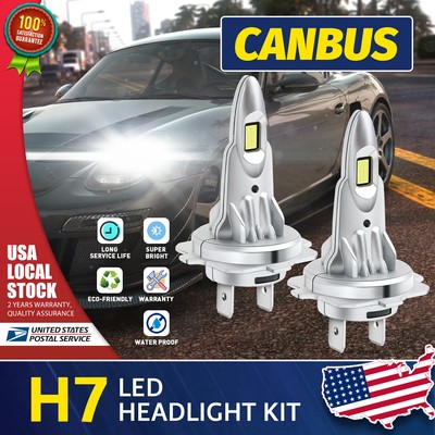 2X H7 LED Headlight Bulb Kit High Low Beam 8000K Super BLUE