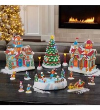 Disney MICKEY MOUSE Holiday Village 13pc Set Lights Music Collectors Rare Set