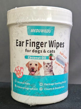 Ear Cleaner Finger Wipes - Gentle Otic Cleaning Pads for Dogs  Cats, Coconut...