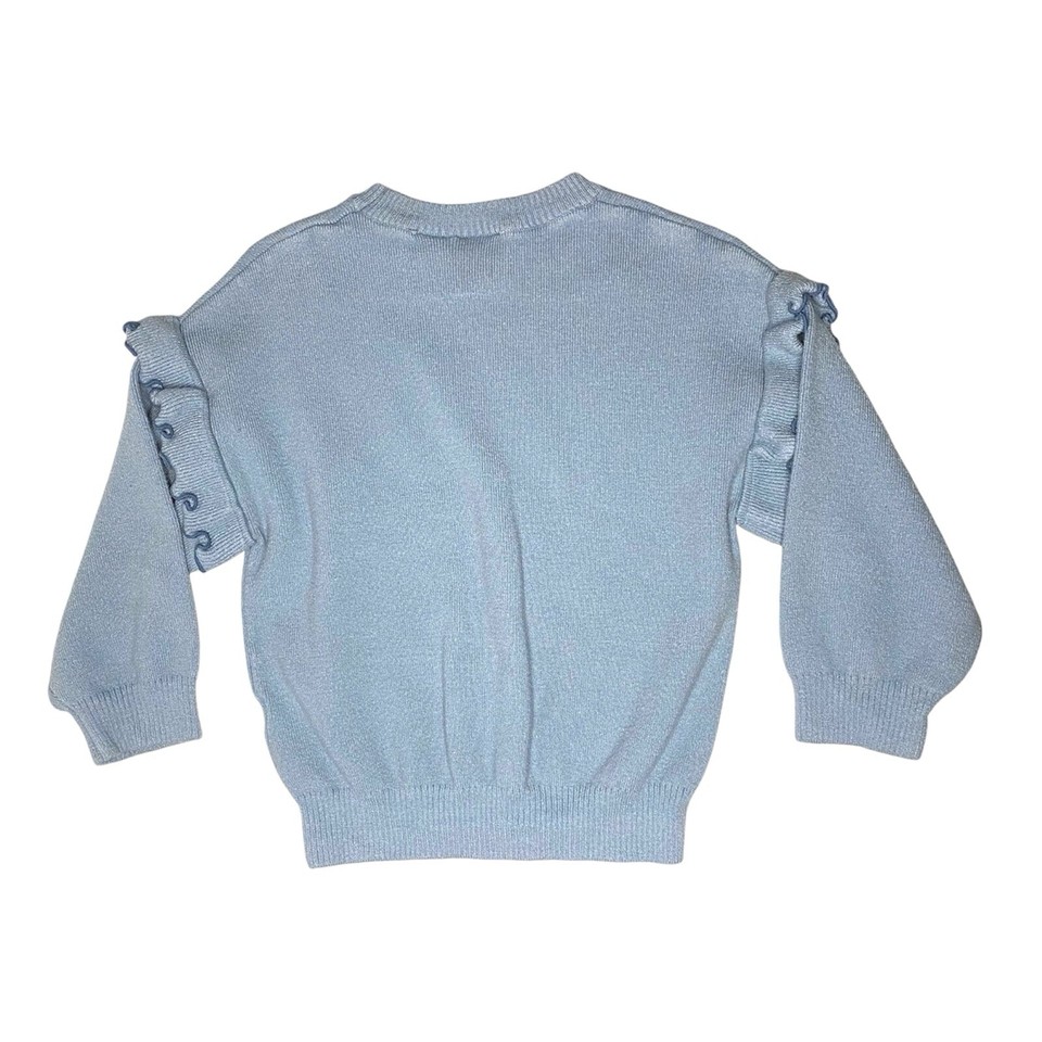 Zara Blue Ruffle Sleeve Crewneck Sweater Size 23yrs eBay