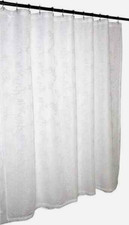13 Piece Shower Curtain Set Embroidered White on White 12 Silver Roller Hooks