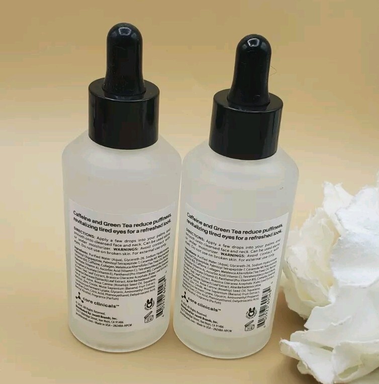 2~Core Clinicals Caffeine + Green Depuffing Eye Serum 2 fl