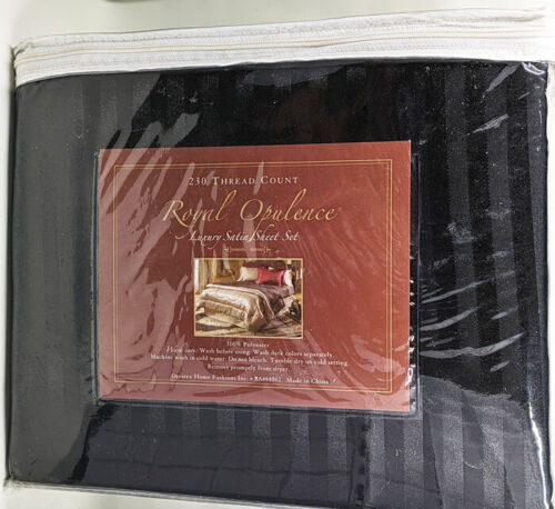 Royal Opulence 230 Thread Count 100% Polyester King Sheet Set Black Striped