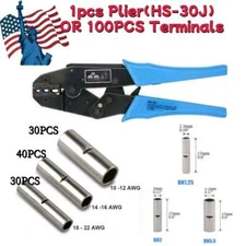 100Pcs Bare Copper Terminals Uninsulated Ferrules Splice Wire Crimp Connectors