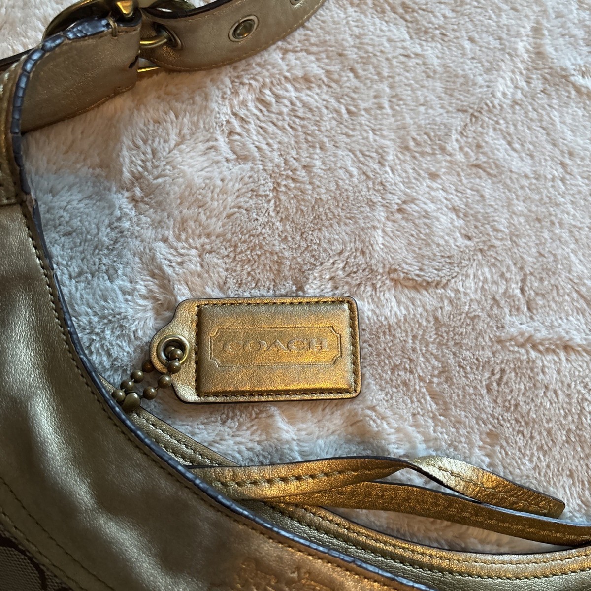 COACH Monogram Crossbody Handbag Signature Gold Hobo D0893-12365