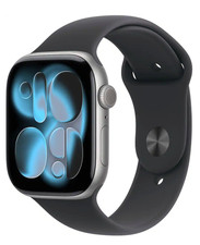 Apple Watch Series 11 46mm GPS Space Gray Case w Black Sport Band MEV44LW/A -New