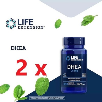 2 X DHEA25 100 Vtablets - 25 MG by LIFE EXTENSION !!