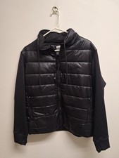 Avia Horizontal Quilted Lightweight Hooded Jacket Black XL Women's Retail 24.98