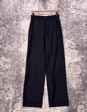 JW Anderson x Uniqlo Pants 2 Womens Blue Pinstripe High Rise Relax Trouser